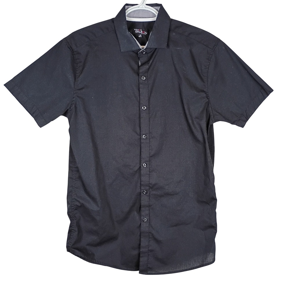 Galaxy by Harvic Mens Short Sleeve Button Down Shirt Black Size Small